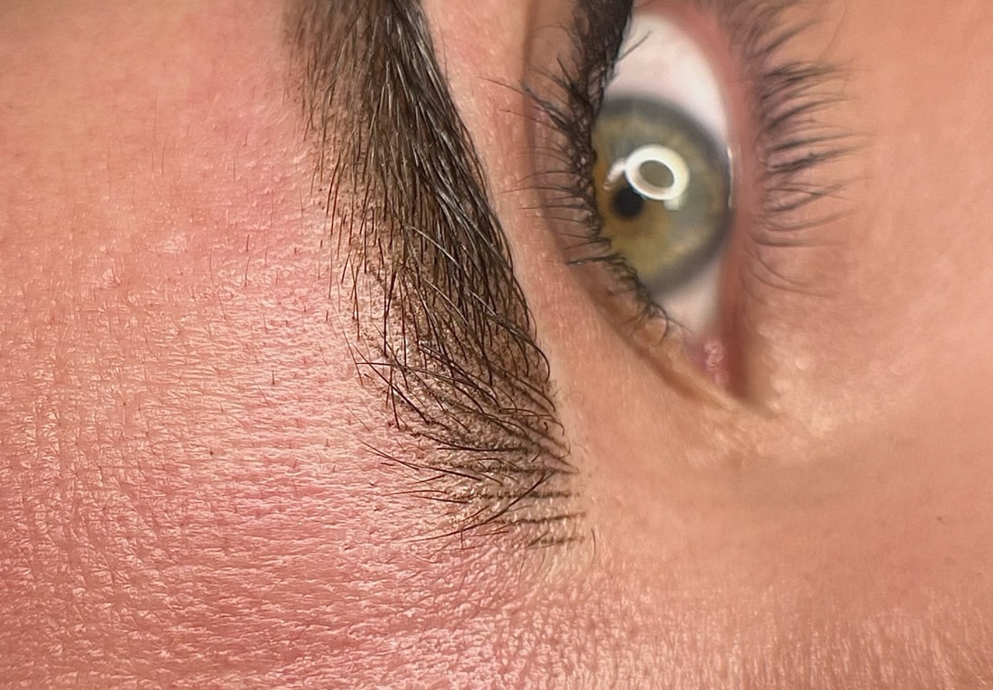 Detalle de micropigmentación de cejas
